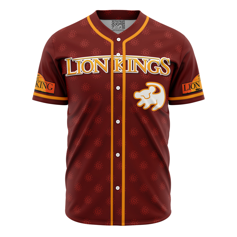 Hooktab 3D Printed Simba Lion King V2 Disney Men's Short Sleeve Anime Baseball Jersey