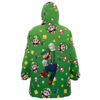 Hooktab 3D Printed Luigi Super Mario Pattern Nintendo Unisex Snug Oversized Blanket Hoodie