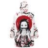 Hooktab 3D Printed Nezuko Kamado Cherry Blossom Demon Slayer Unisex Snug Oversized Blanket Hoodie