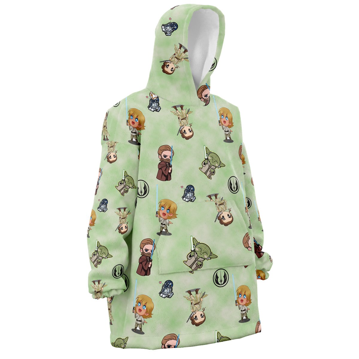 Hooktab 3D Printed Chibi Jedi Masters Pattern Star Wars Unisex Snug Oversized Blanket Hoodie