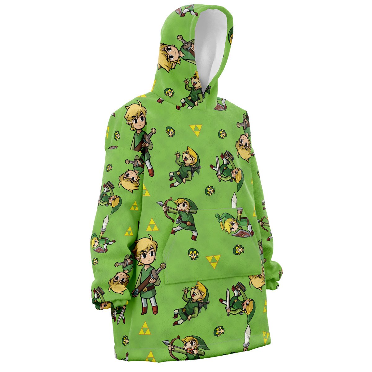 Hooktab 3D Printed Link Pattern Legend of Zelda Unisex Snug Oversized Blanket Hoodie