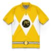 Hooktab 3D Printed Yellow Ranger Mighty Morphin Power Rangers Men's Short Sleeve Anime Polo Shirt