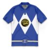 Hooktab 3D Printed Blue Ranger Mighty Morphin Power Rangers Men's Short Sleeve Anime Polo Shirt