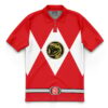 Hooktab 3D Printed Red Ranger Mighty Morphin Power Rangers Men's Short Sleeve Anime Polo Shirt