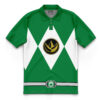 Hooktab 3D Printed Green Ranger Mighty Morphin Power Rangers Men's Short Sleeve Anime Polo Shirt