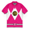 Hooktab 3D Printed Pink Ranger Mighty Morphin Power Rangers Men's Short Sleeve Anime Polo Shirt