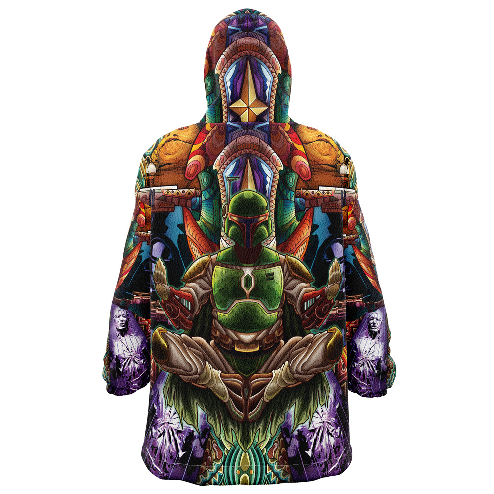 Hooktab 3D Printed Trippy Boba Fett Star Wars Unisex Snug Oversized Blanket Hoodie