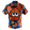 Orange Squid Aloha Splatoon Men's Short Sleeve Button Up Hawaiian Shirt