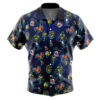 Crash and Dr Neo Pattern Crash Bandicoot Men's Short Sleeve Button Up Hawaiian Shirt