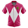 Pink Ranger Mighty Morphin Power Rangers Men's Short Sleeve Button Up Hawaiian Shirt