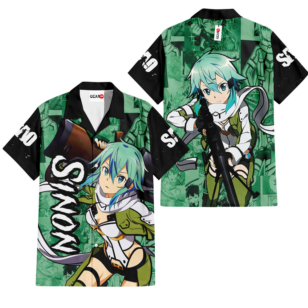 Manga Sinon Hawaiian Shirt Sword Art Online Hawaiian Shirt Anime Hawaiian Shirt