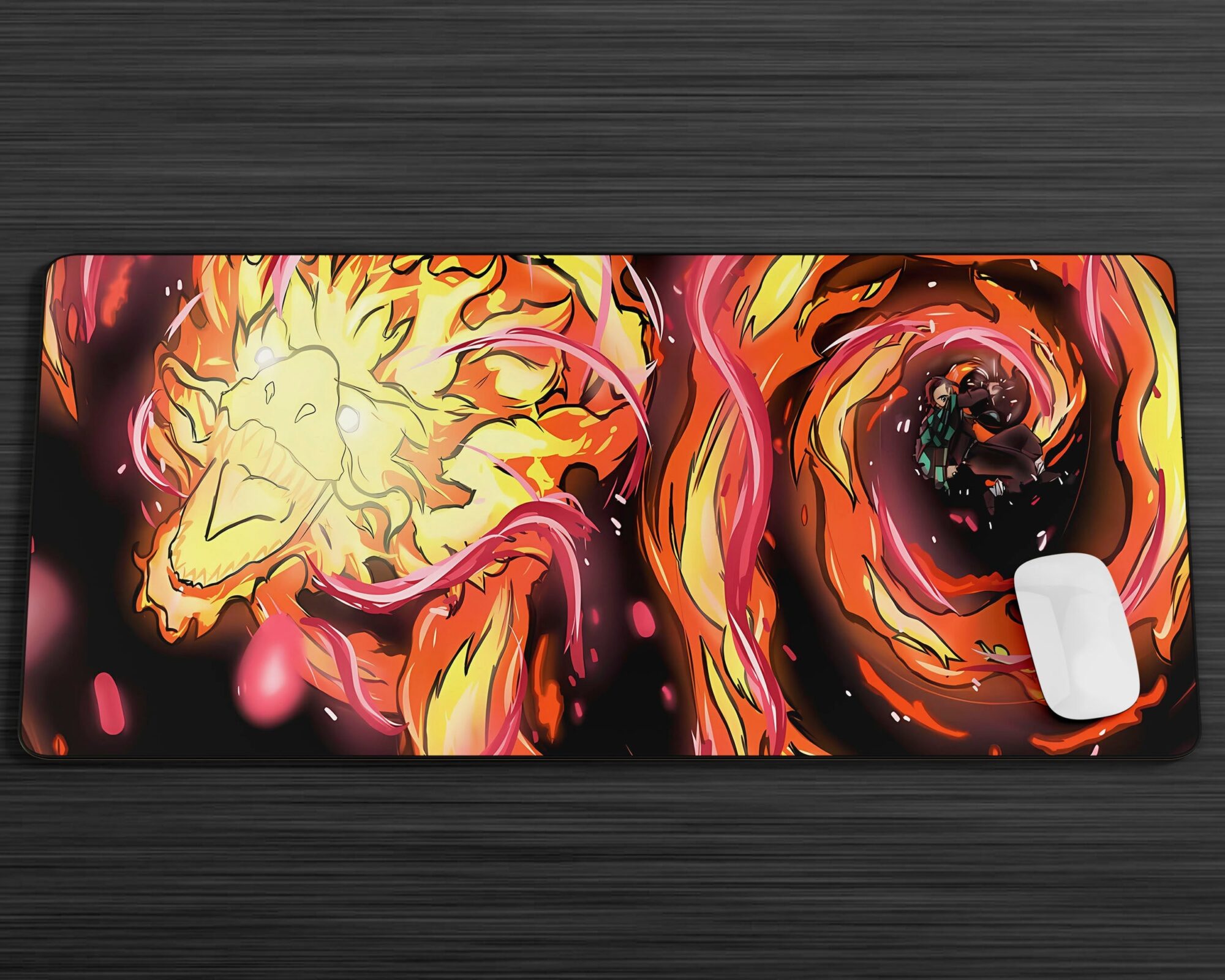 Demon Slayer Tanjiro Sun Halo Dragon Head Dance Gaming Anime Mouse Pad