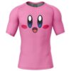 Hooktab Kirby's Face Kirby's Adventure Short Sleeve Rash Guard Compression Shirt Cosplay Anime Gym Shirt