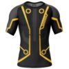 Hooktab Yellow Circuits Uniform Tron Short Sleeve Rash Guard Compression Shirt Cosplay Anime Gym Shirt