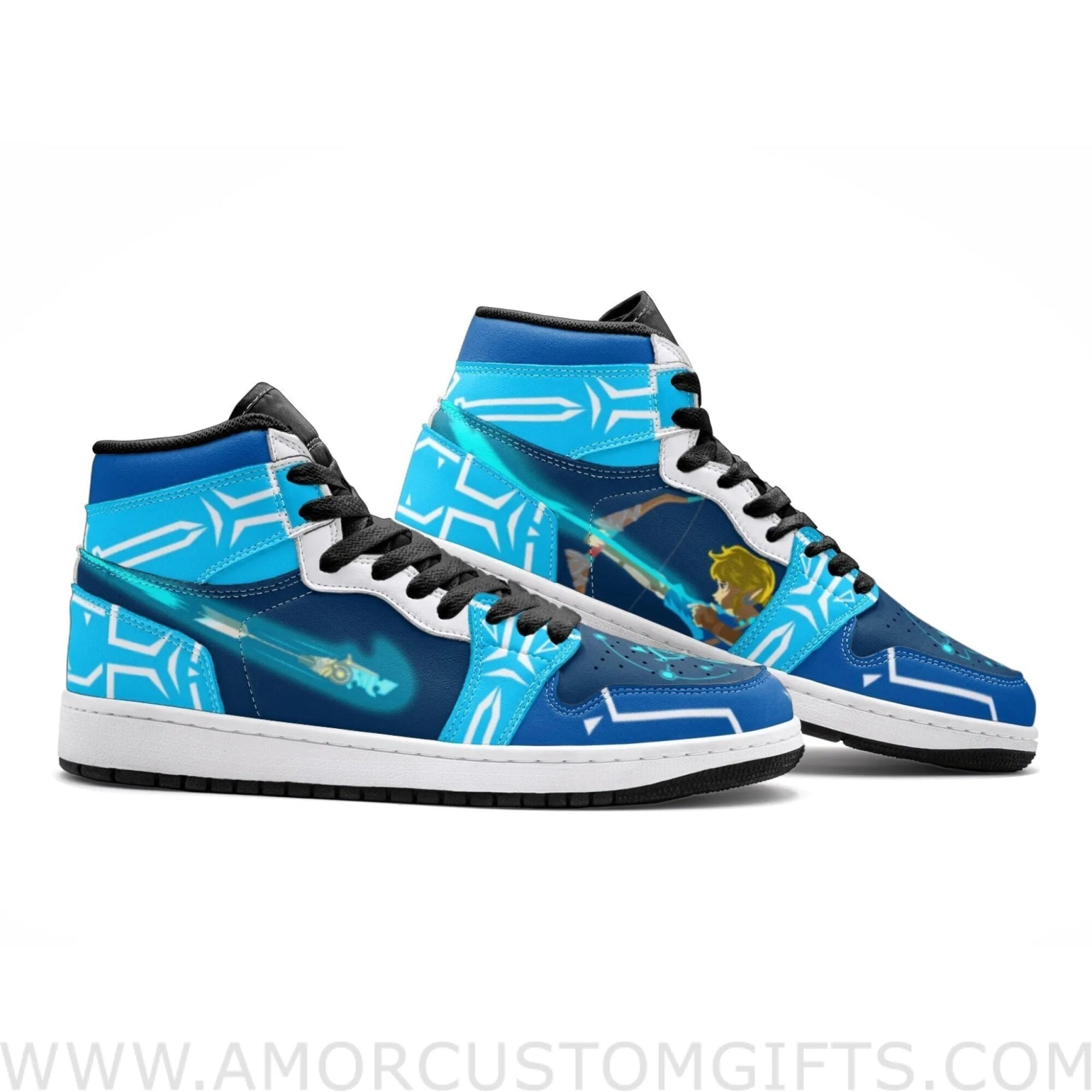 Custom Ancient Arrow Breath of the Wild Zelda Mid Top Basketball Sneakers Shoes | Personalizable Anime Fan Sneakers