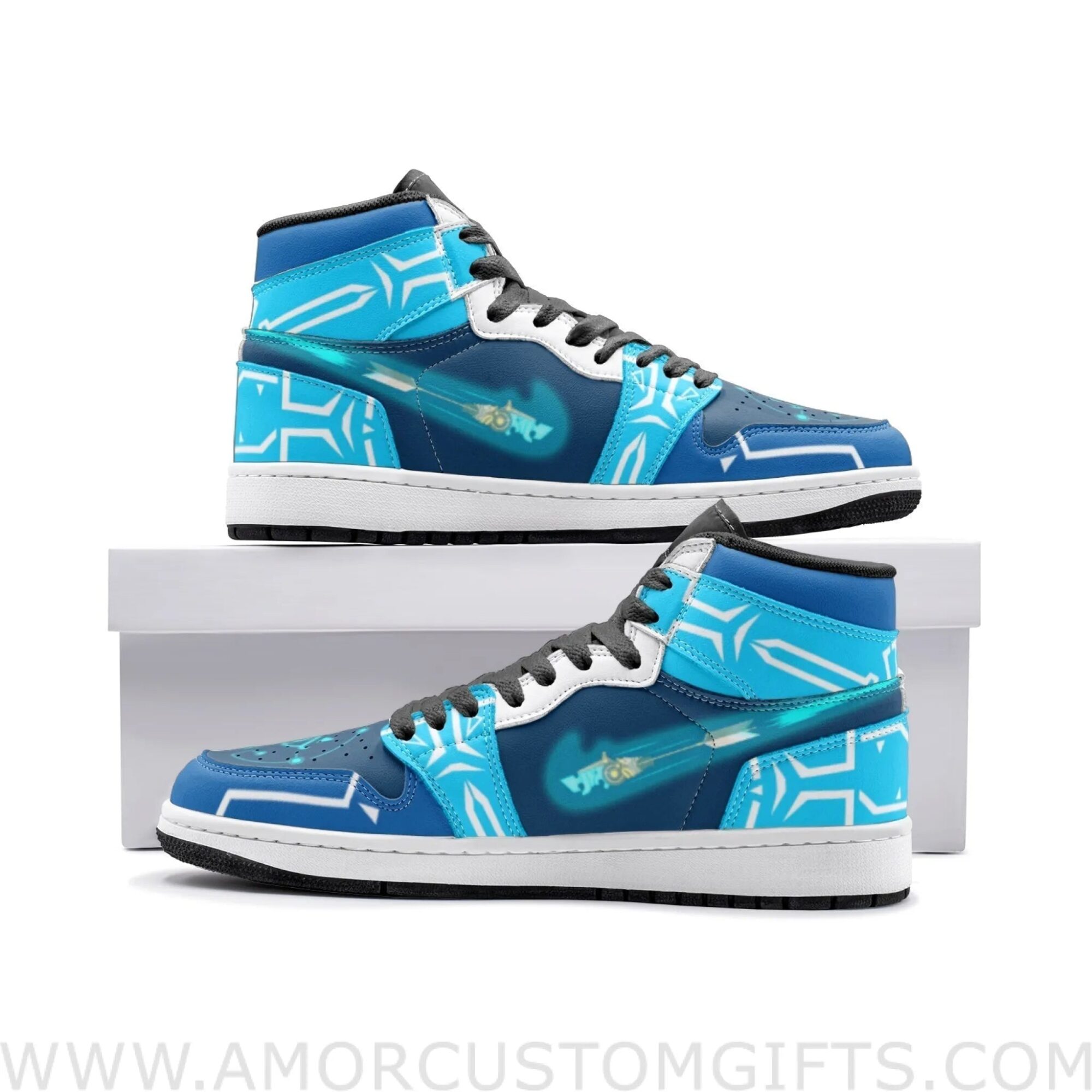 Custom Ancient Arrow Breath of the Wild Zelda Mid Top Basketball Sneakers Shoes | Personalizable Anime Fan Sneakers