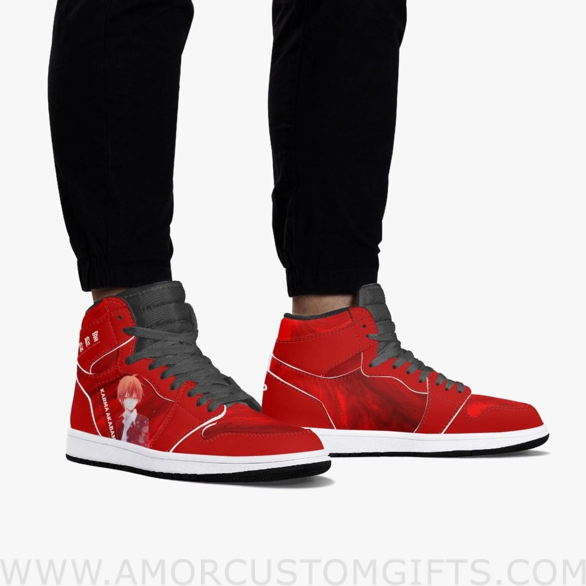 Custom Assassination Classroom Karma Akabane JD1 Anime Sneakers Mid 1 Basketball Shoes