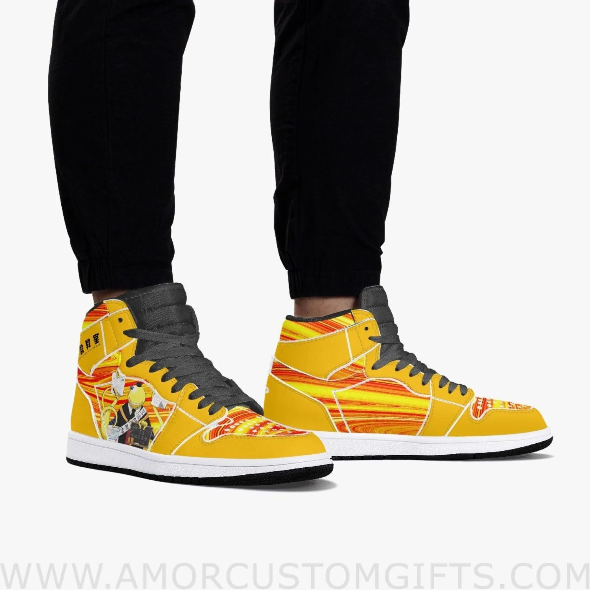 Custom Assassination Classroom Koro sensei JD1 Anime Sneakers Mid 1 Basketball Shoes