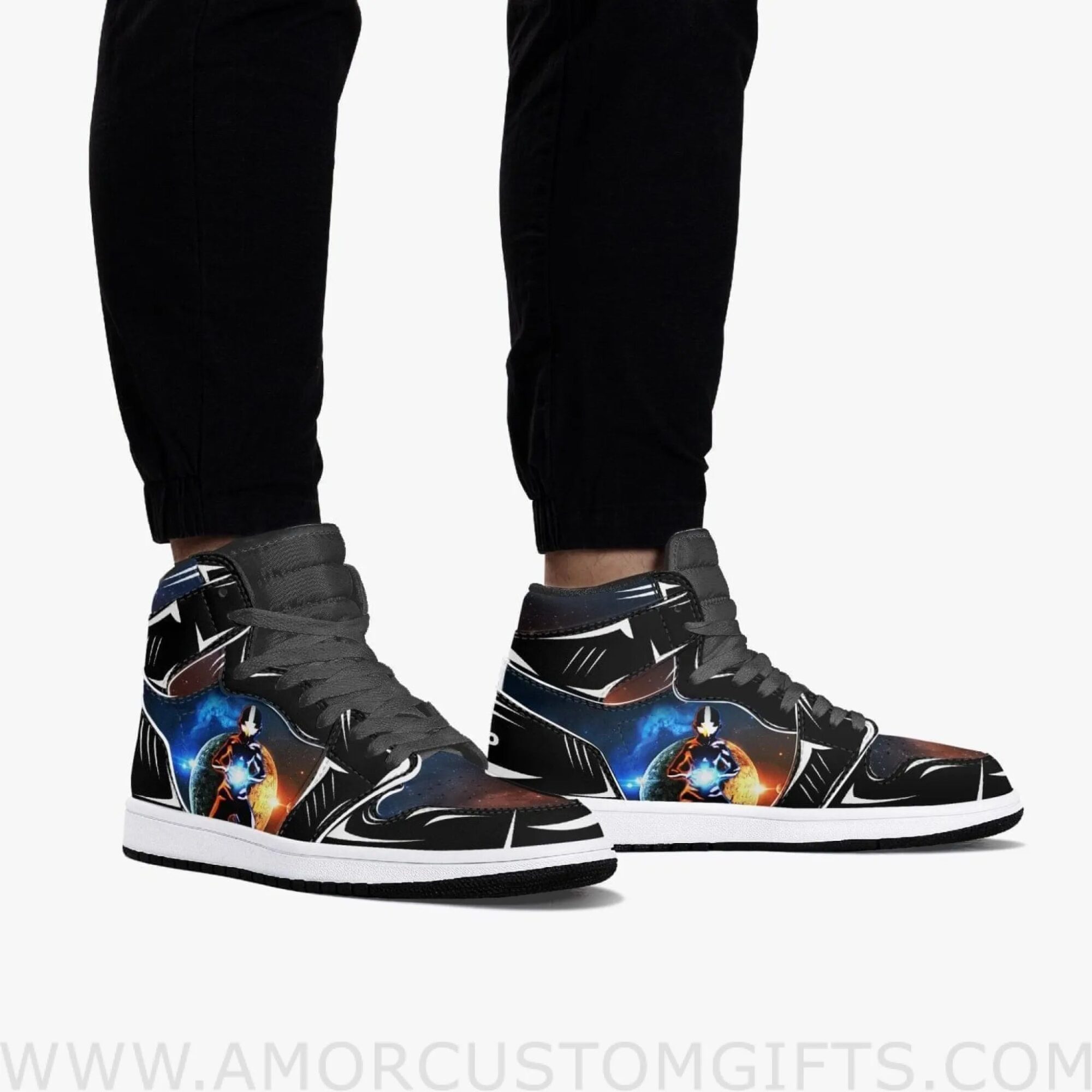 Custom Avatar The Last Airbender Aang Avatar State JD1 Anime Sneakers Mid 1 Basketball Shoes