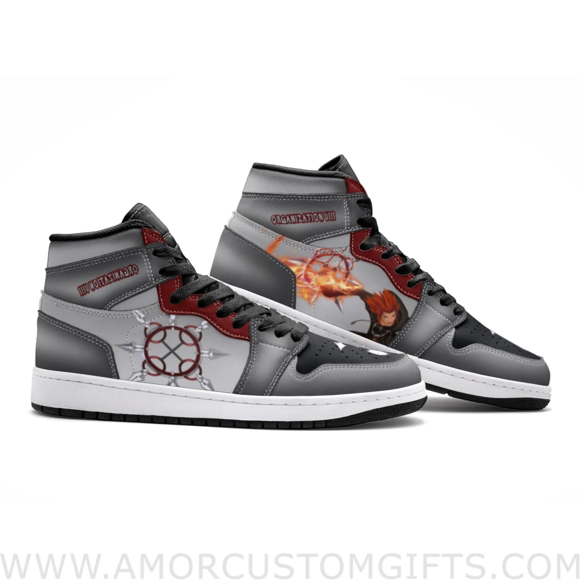 Custom Axel Chakram Kingdom Hearts Mid Top Basketball Sneakers Shoes | Personalizable Anime Fan Sneakers