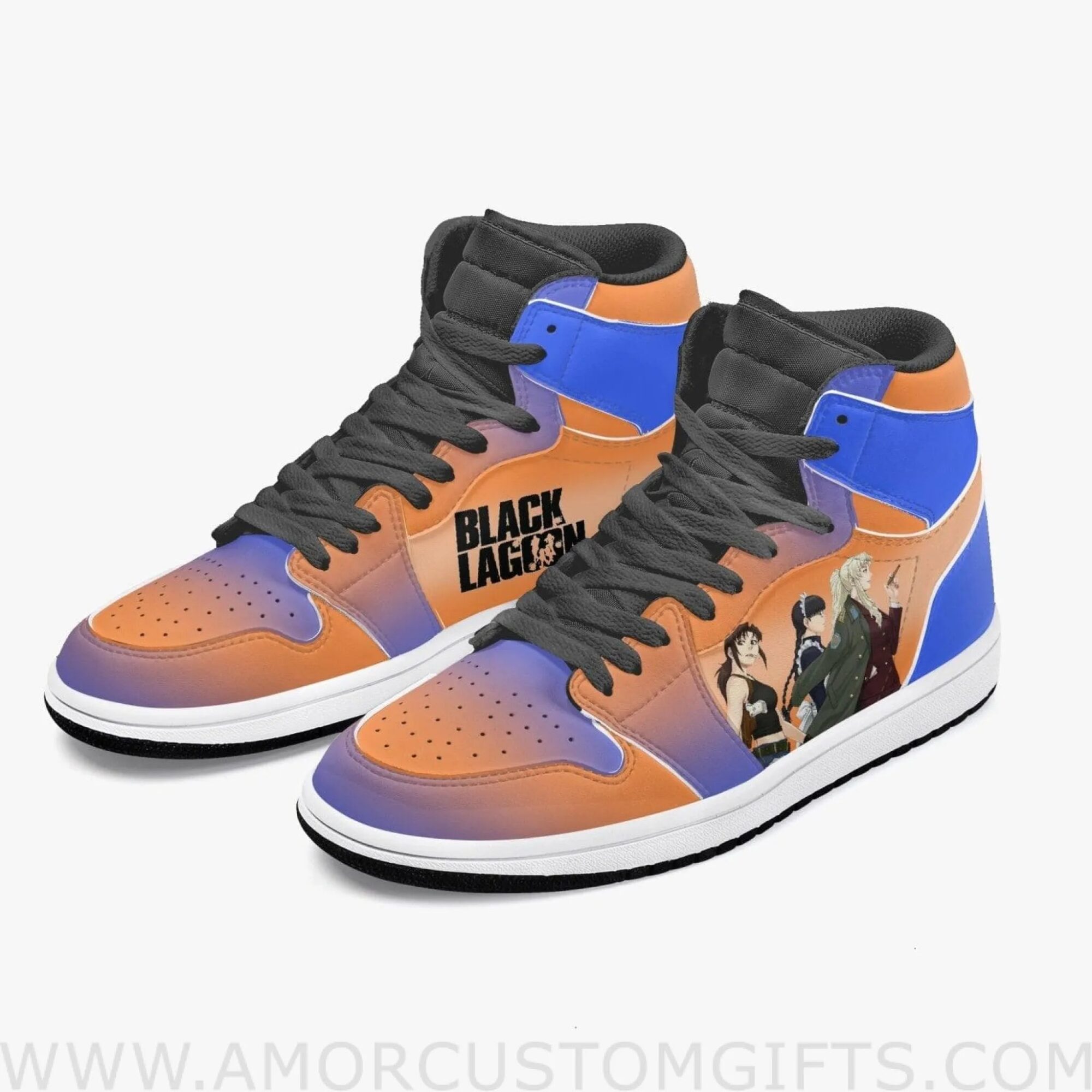 Custom Black Lagoon Girls JD1 Anime Sneakers Mid 1 Basketball Shoes