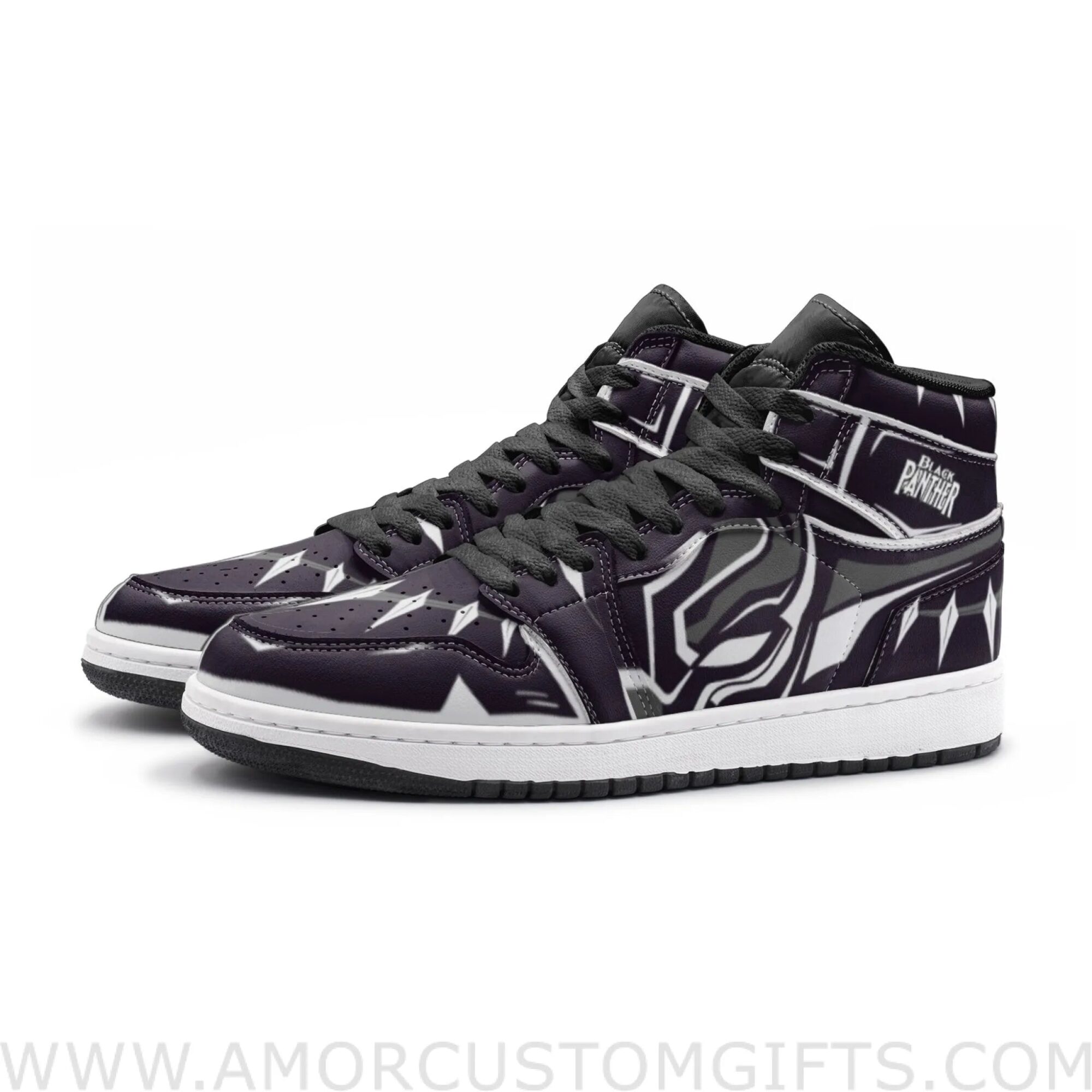 Custom Black Panther Wakanda Mid Top Basketball Sneakers Shoes | Personalizable Anime Fan Sneakers