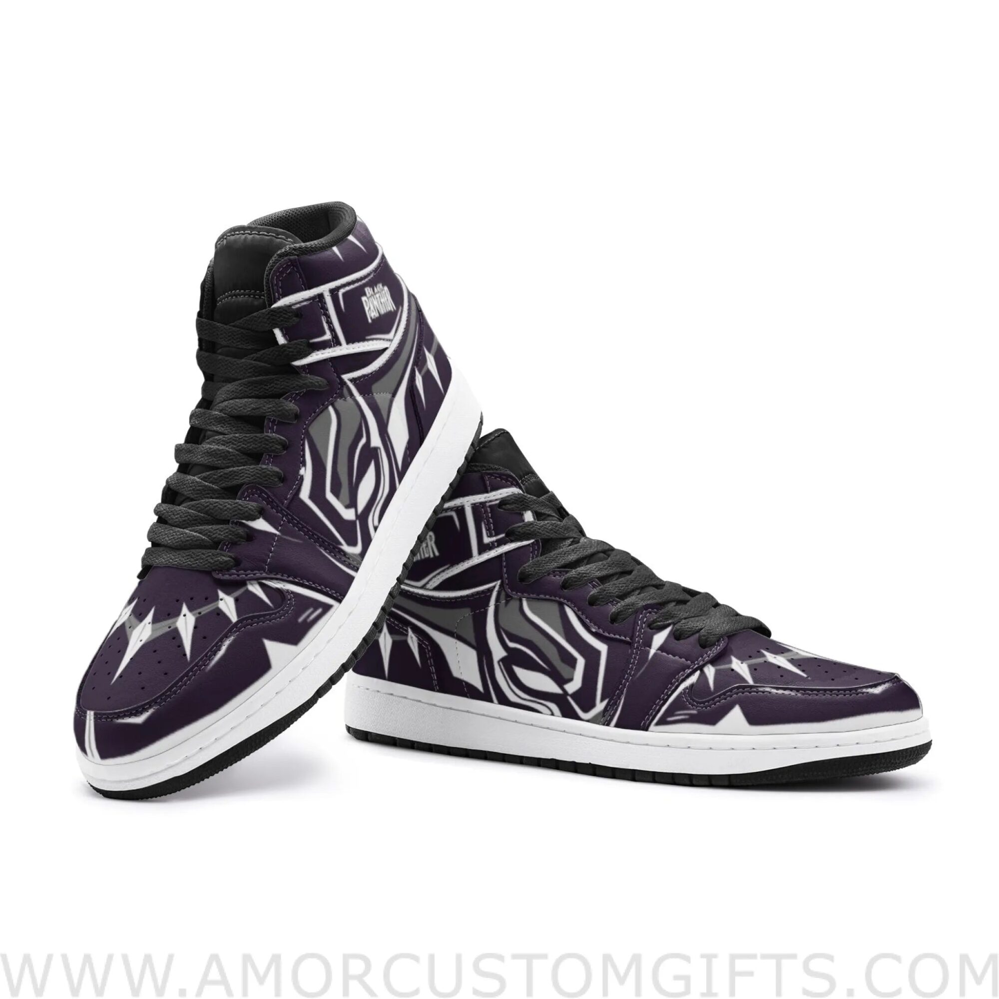 Custom Black Panther Wakanda Mid Top Basketball Sneakers Shoes | Personalizable Anime Fan Sneakers