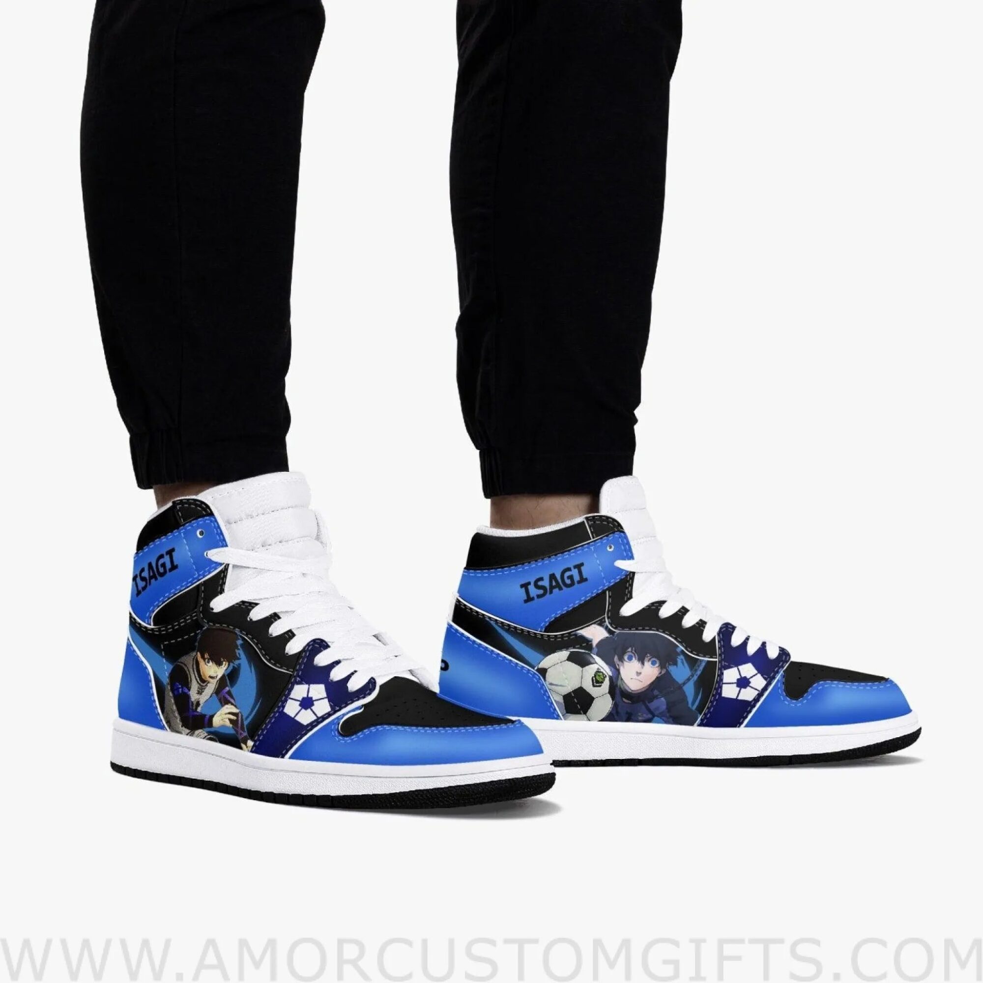 Custom Blue Lock Yoichi Isagi JD1 Anime Sneakers Mid 1 Basketball Shoes