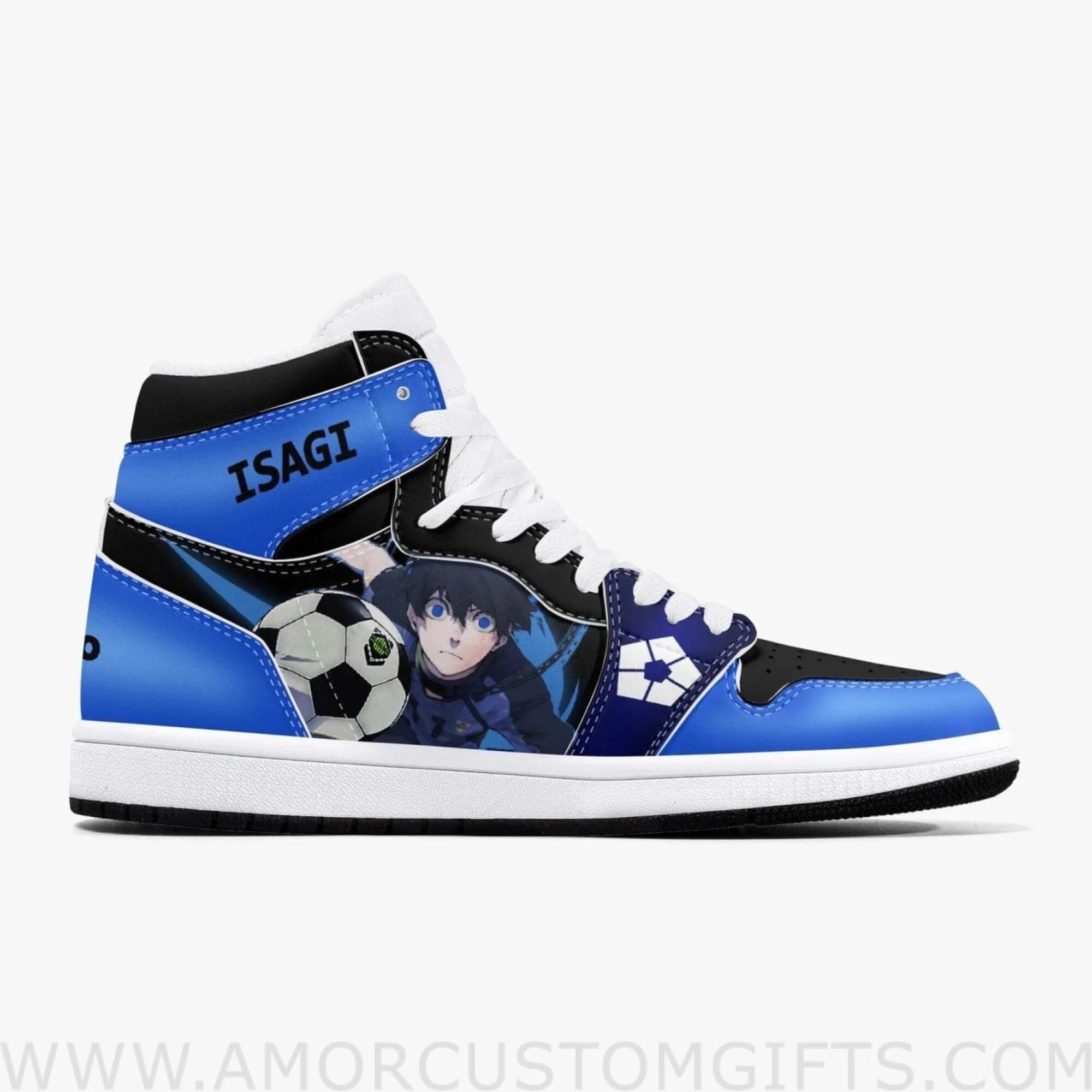 Custom Blue Lock Yoichi Isagi JD1 Anime Sneakers Mid 1 Basketball Shoes