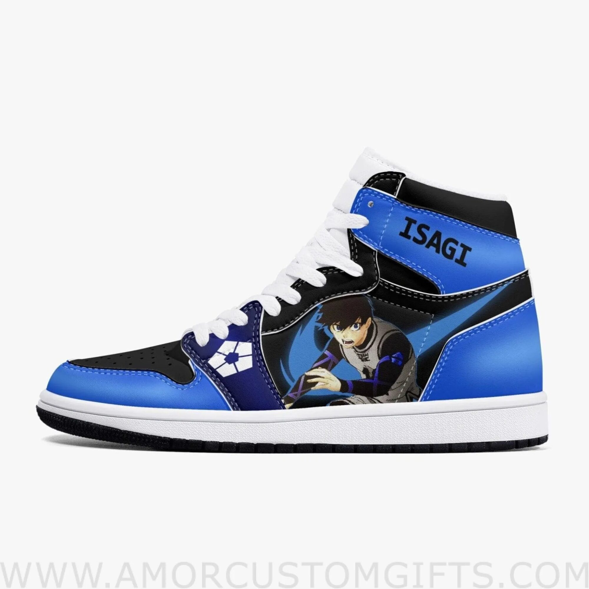 Custom Blue Lock Yoichi Isagi JD1 Anime Sneakers Mid 1 Basketball Shoes