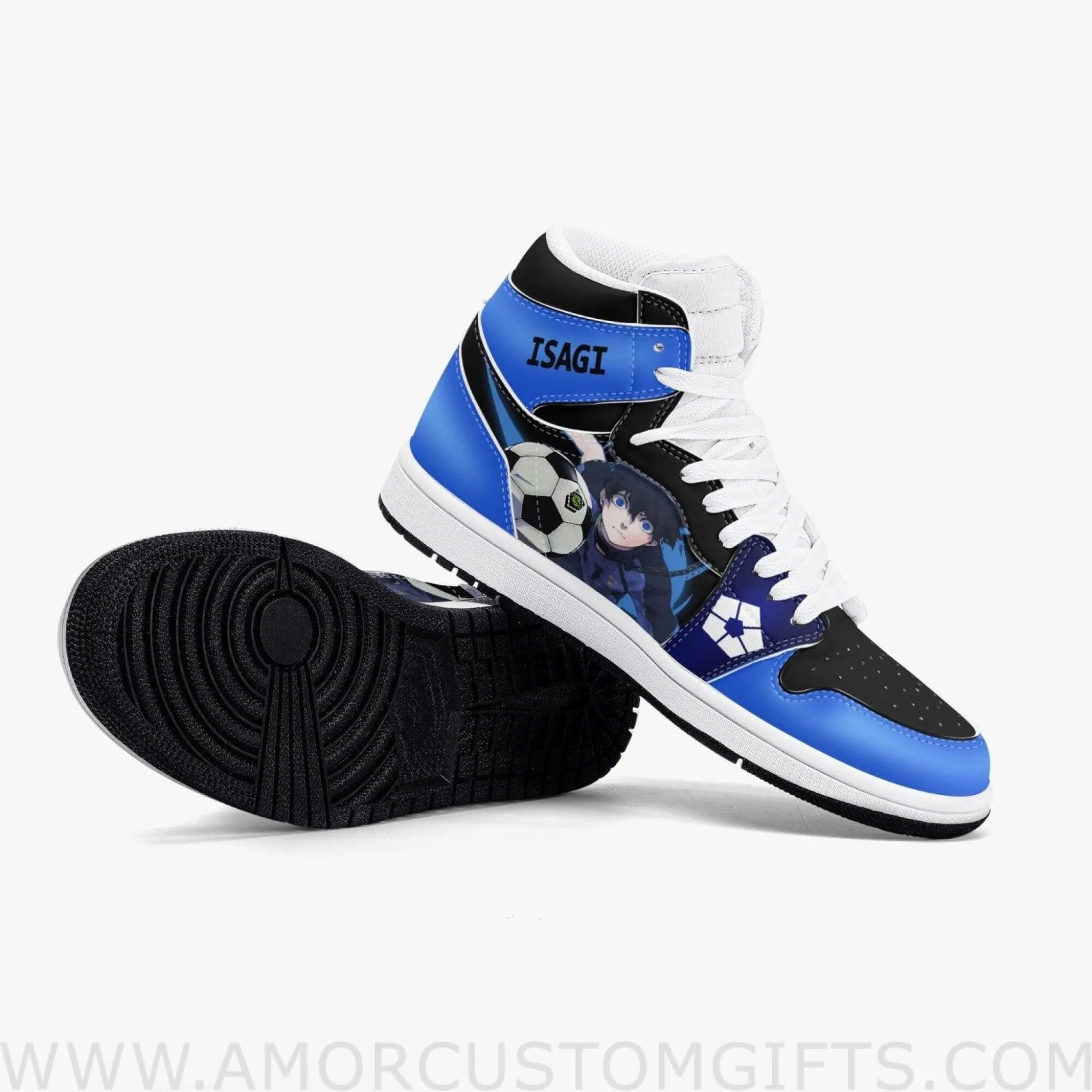 Custom Blue Lock Yoichi Isagi JD1 Anime Sneakers Mid 1 Basketball Shoes