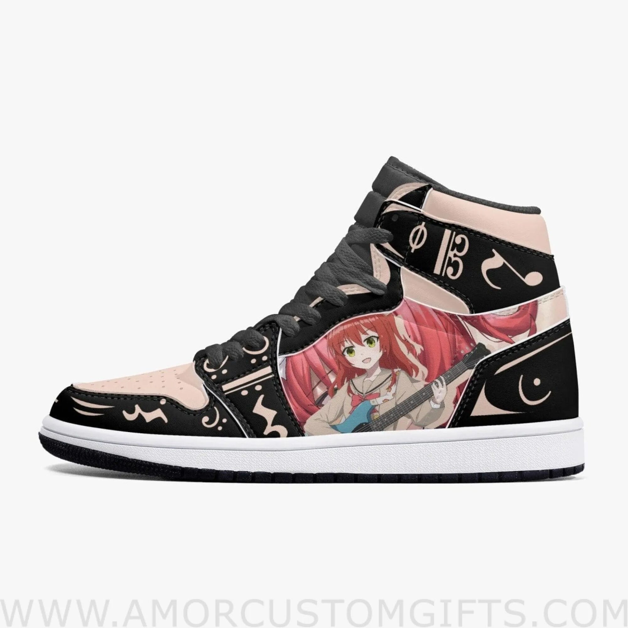 Custom Bocchi The Rock Ikuyo Kita Peach Black JD1 Anime Sneakers Mid 1 Basketball Shoes