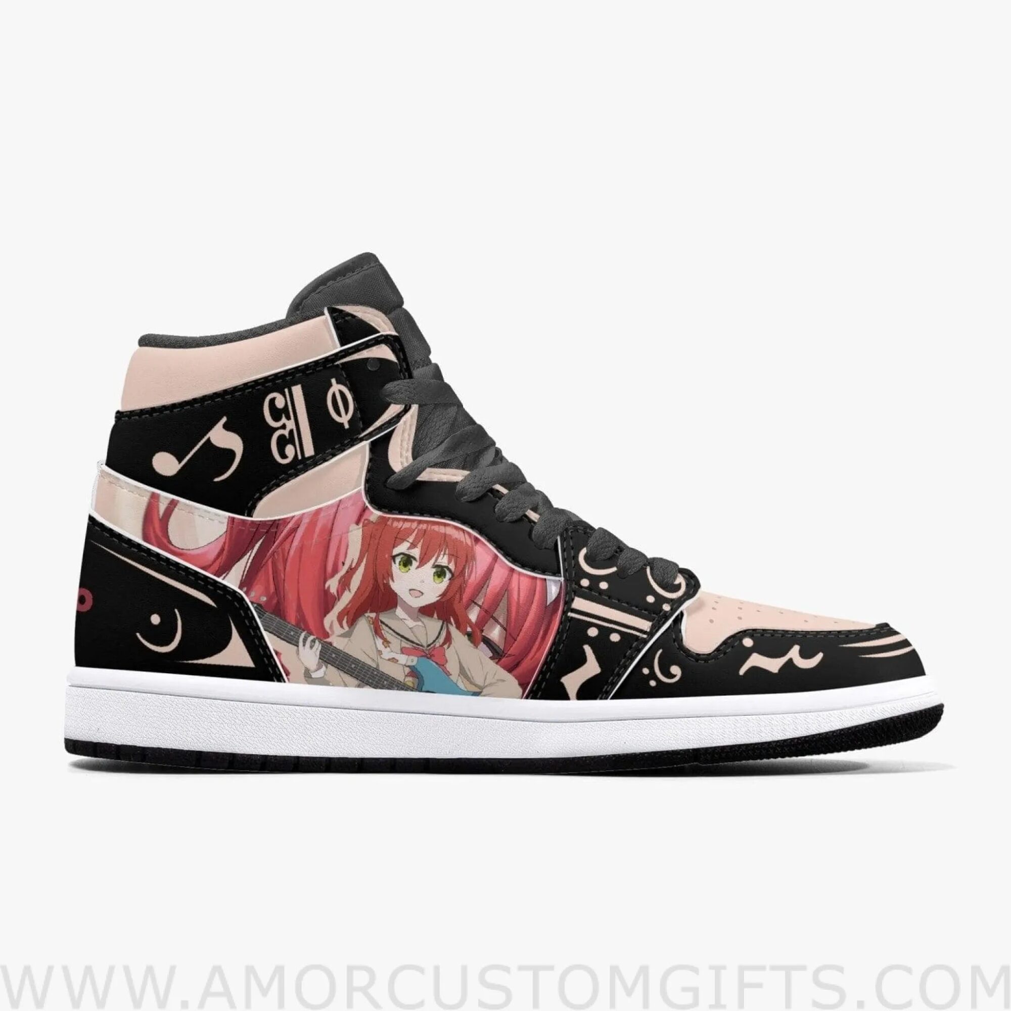 Custom Bocchi The Rock Ikuyo Kita Peach Black JD1 Anime Sneakers Mid 1 Basketball Shoes