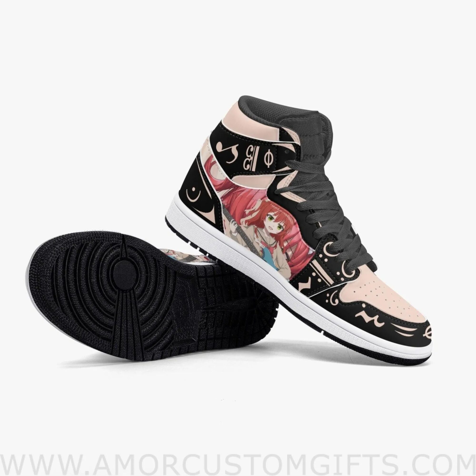 Custom Bocchi The Rock Ikuyo Kita Peach Black JD1 Anime Sneakers Mid 1 Basketball Shoes