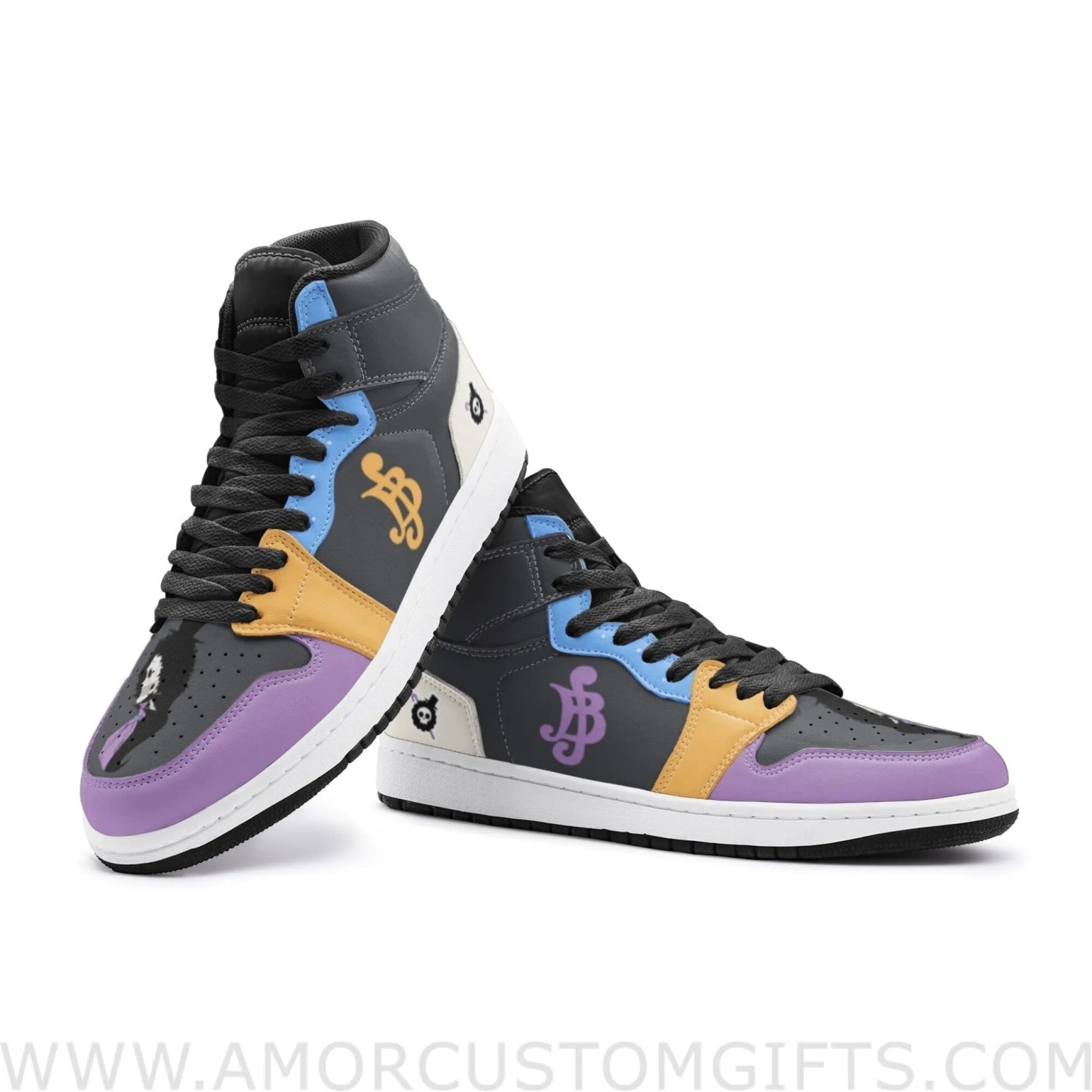 Custom Brook One Piece Mid Top Basketball Sneakers Shoes | Personalizable Anime Fan Sneakers