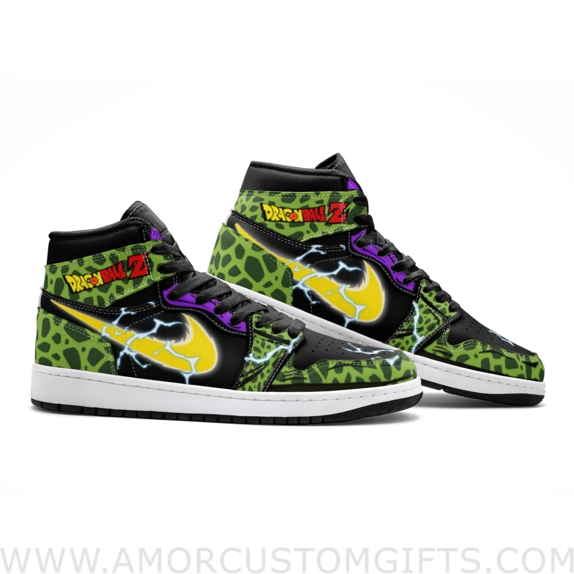 Custom Cell Dragon Ball Z Mid Top Basketball Sneakers Shoes | Personalizable Anime Fan Sneakers