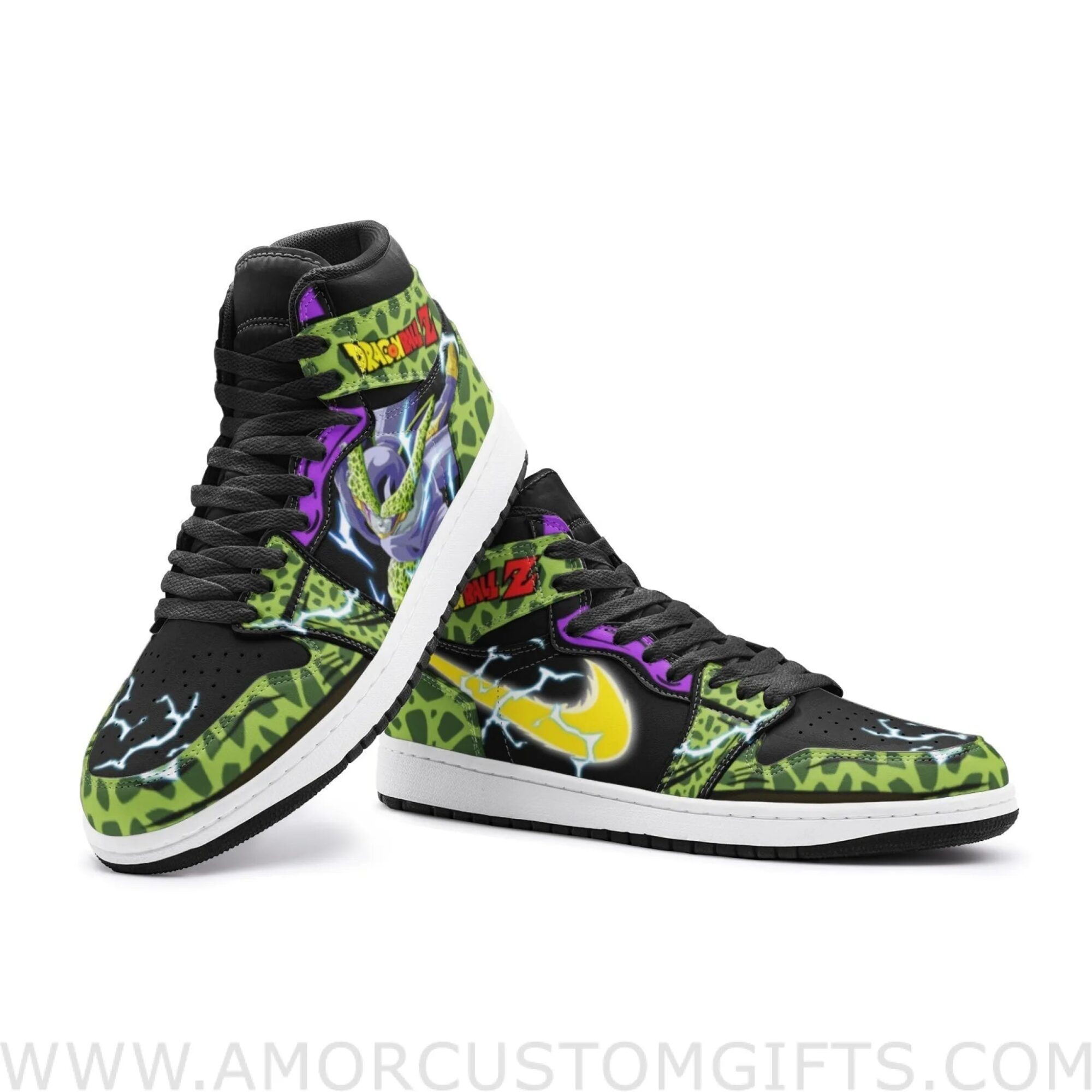 Custom Cell Dragon Ball Z Mid Top Basketball Sneakers Shoes | Personalizable Anime Fan Sneakers