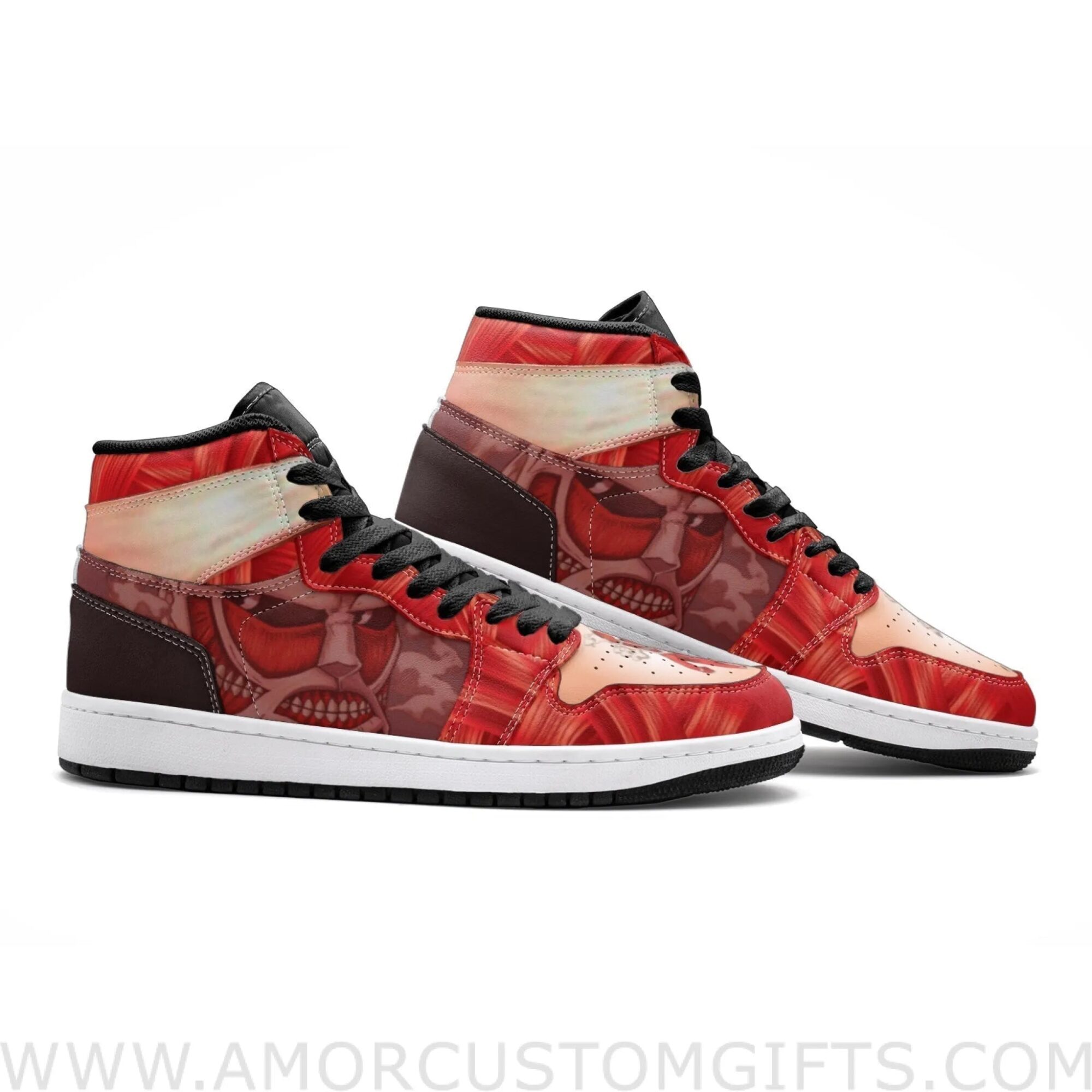 Custom Colossal Titan Shingeki no Kyojin Mid Top Basketball Sneakers Shoes | Personalizable Anime Fan Sneakers