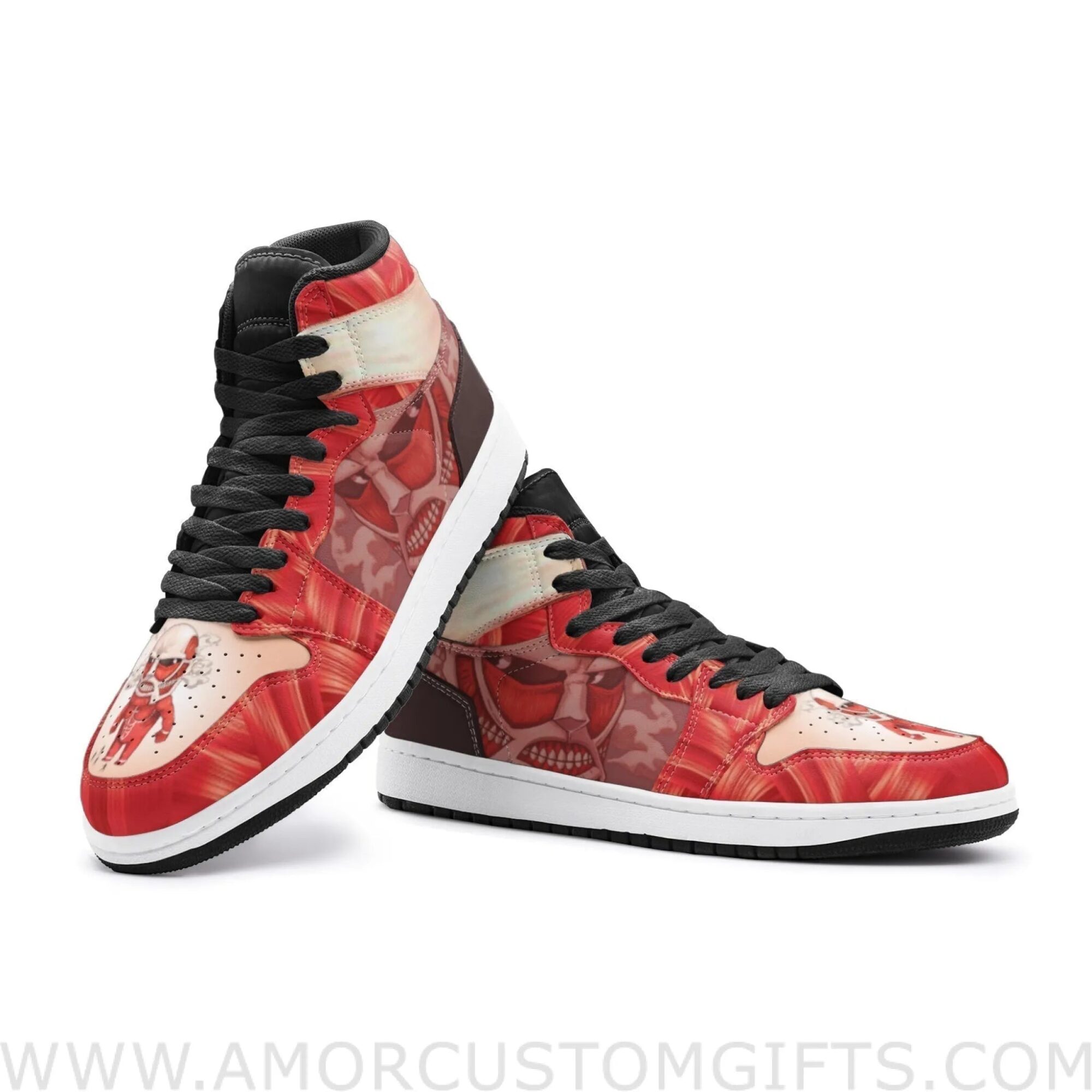 Custom Colossal Titan Shingeki no Kyojin Mid Top Basketball Sneakers Shoes | Personalizable Anime Fan Sneakers