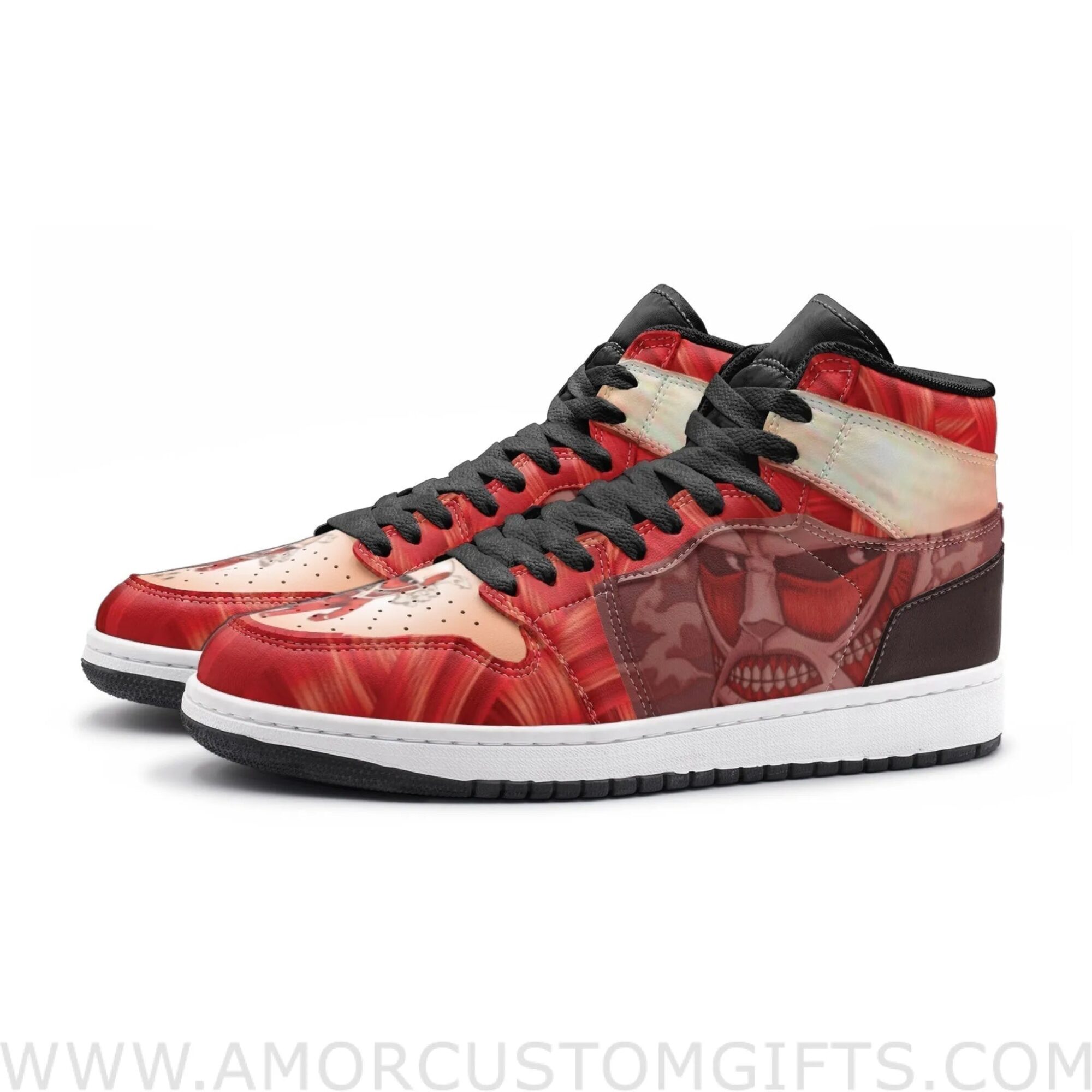 Custom Colossal Titan Shingeki no Kyojin Mid Top Basketball Sneakers Shoes | Personalizable Anime Fan Sneakers