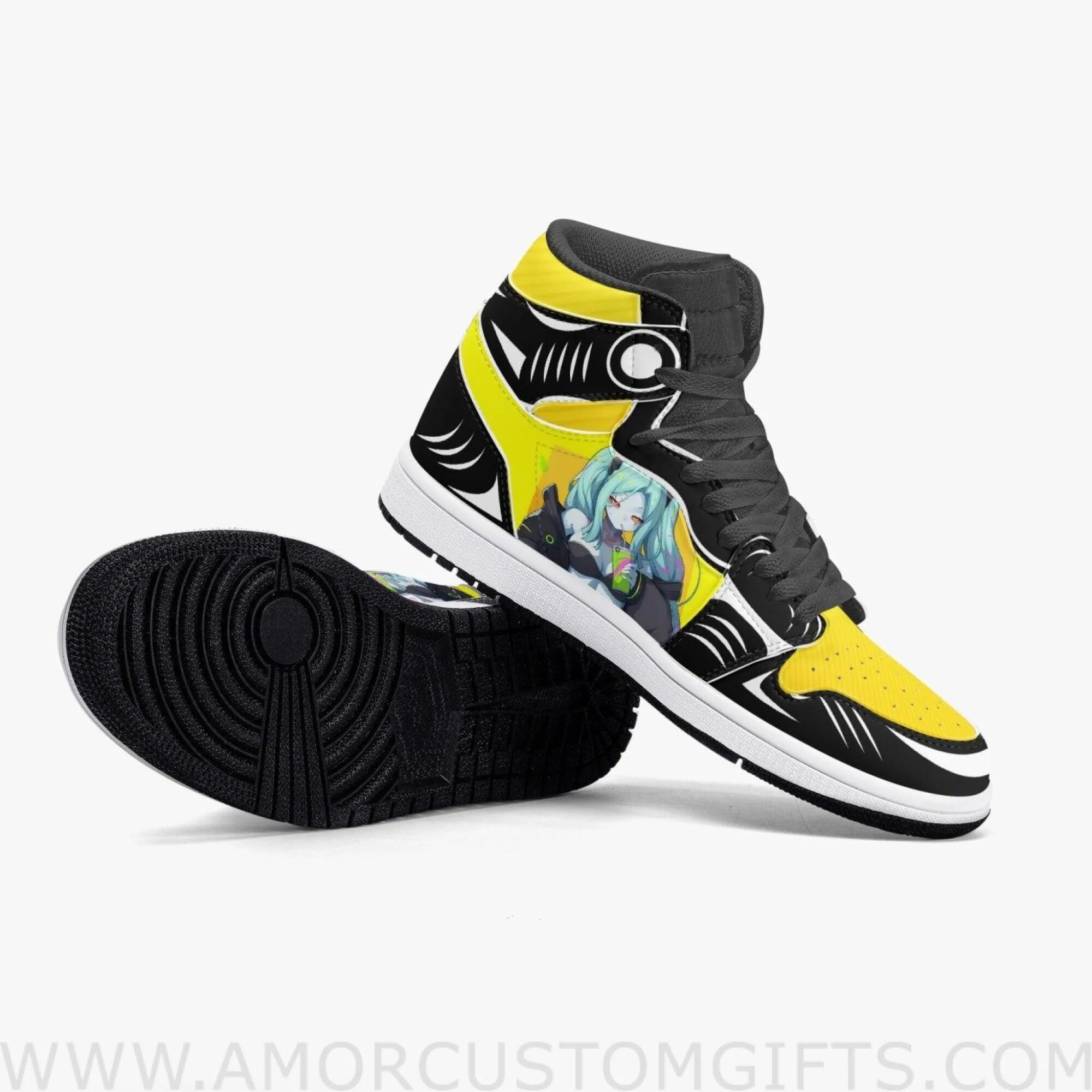 Custom Cyberpunk Edgerunners Rebecca JD1 Anime Sneakers Mid 1 Basketball Shoes