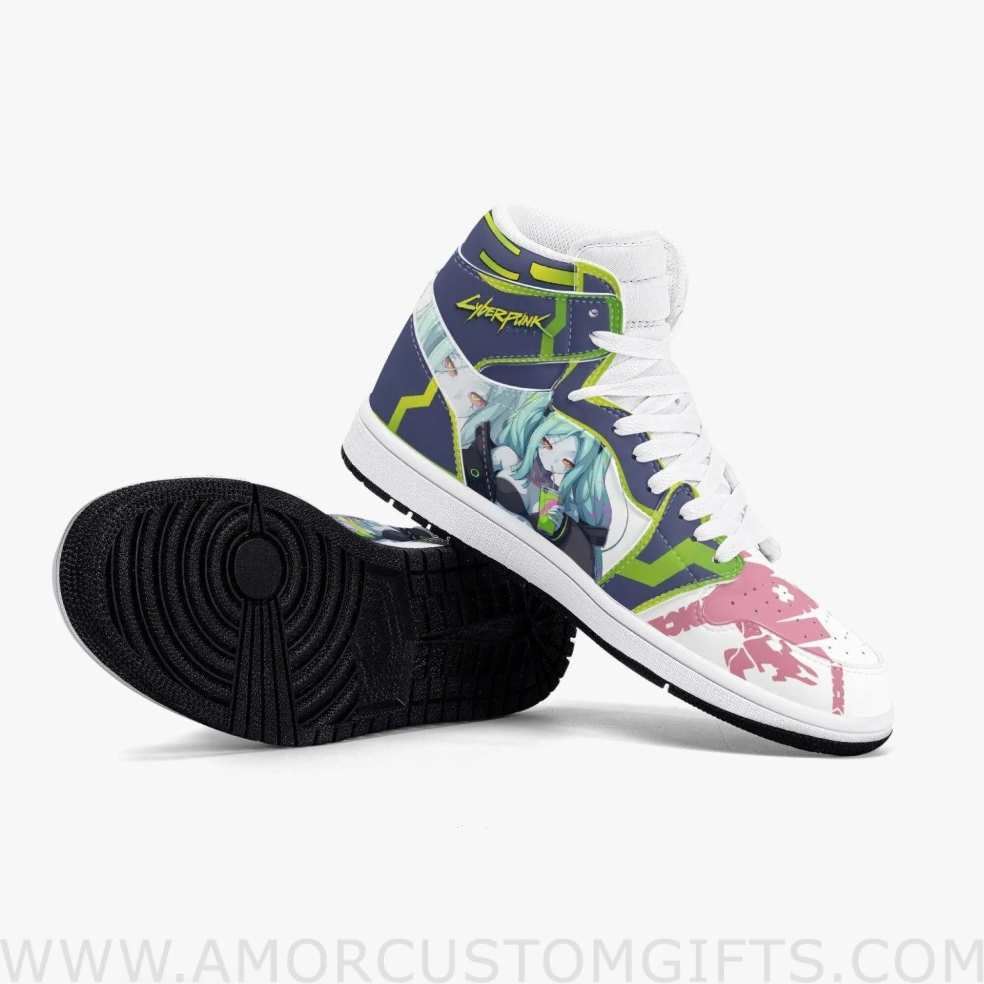 Custom Cyberpunk Edgerunners Rebecca JD1 Anime Sneakers Mid 1 Basketball Shoes