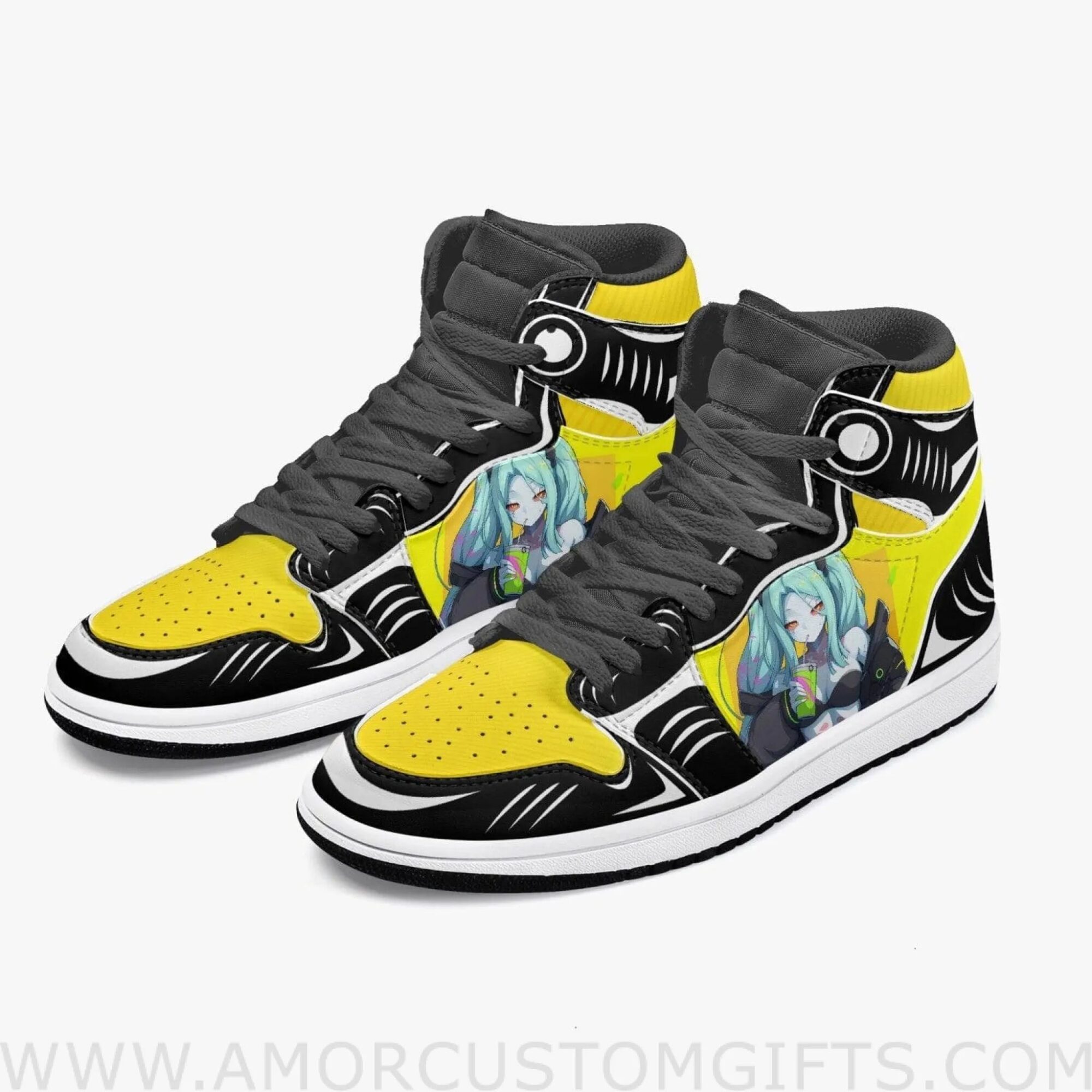 Custom Cyberpunk Edgerunners Rebecca JD1 Anime Sneakers Mid 1 Basketball Shoes