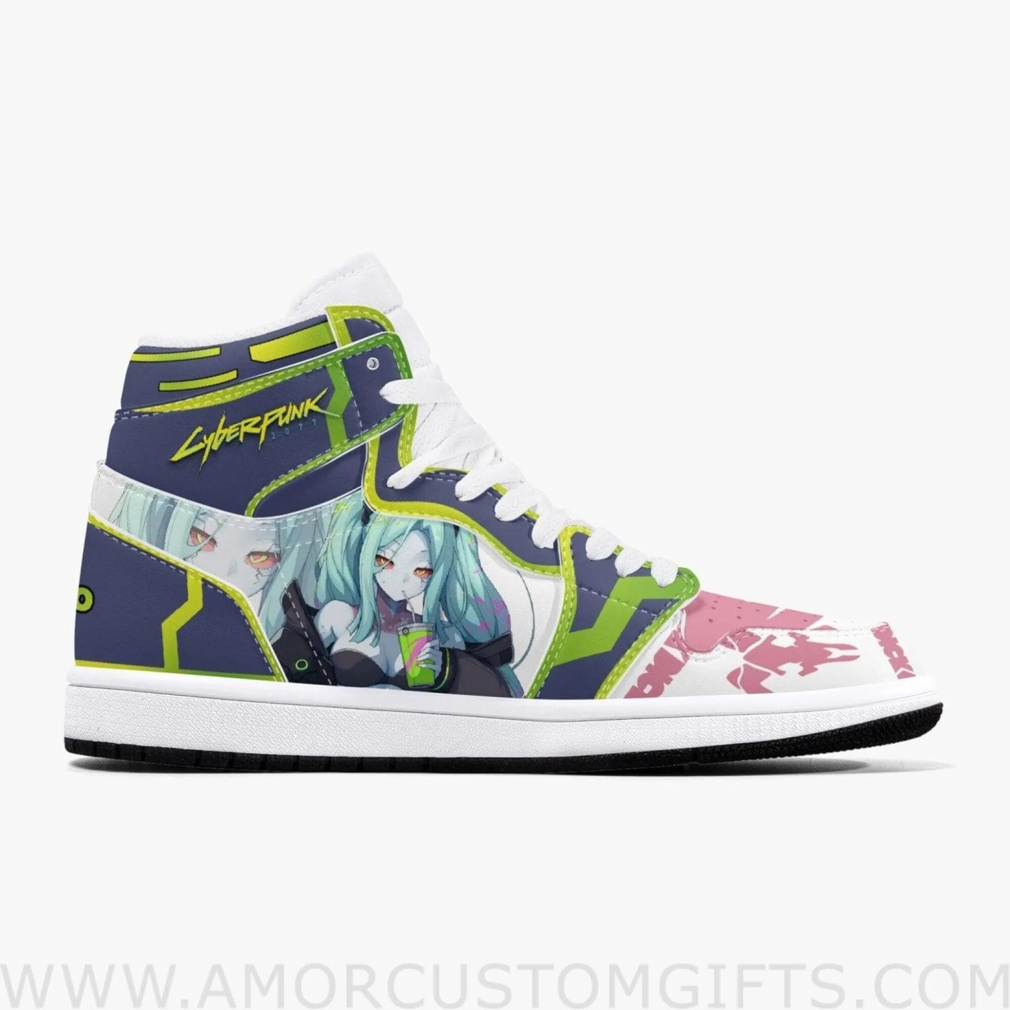 Custom Cyberpunk Edgerunners Rebecca JD1 Anime Sneakers Mid 1 Basketball Shoes