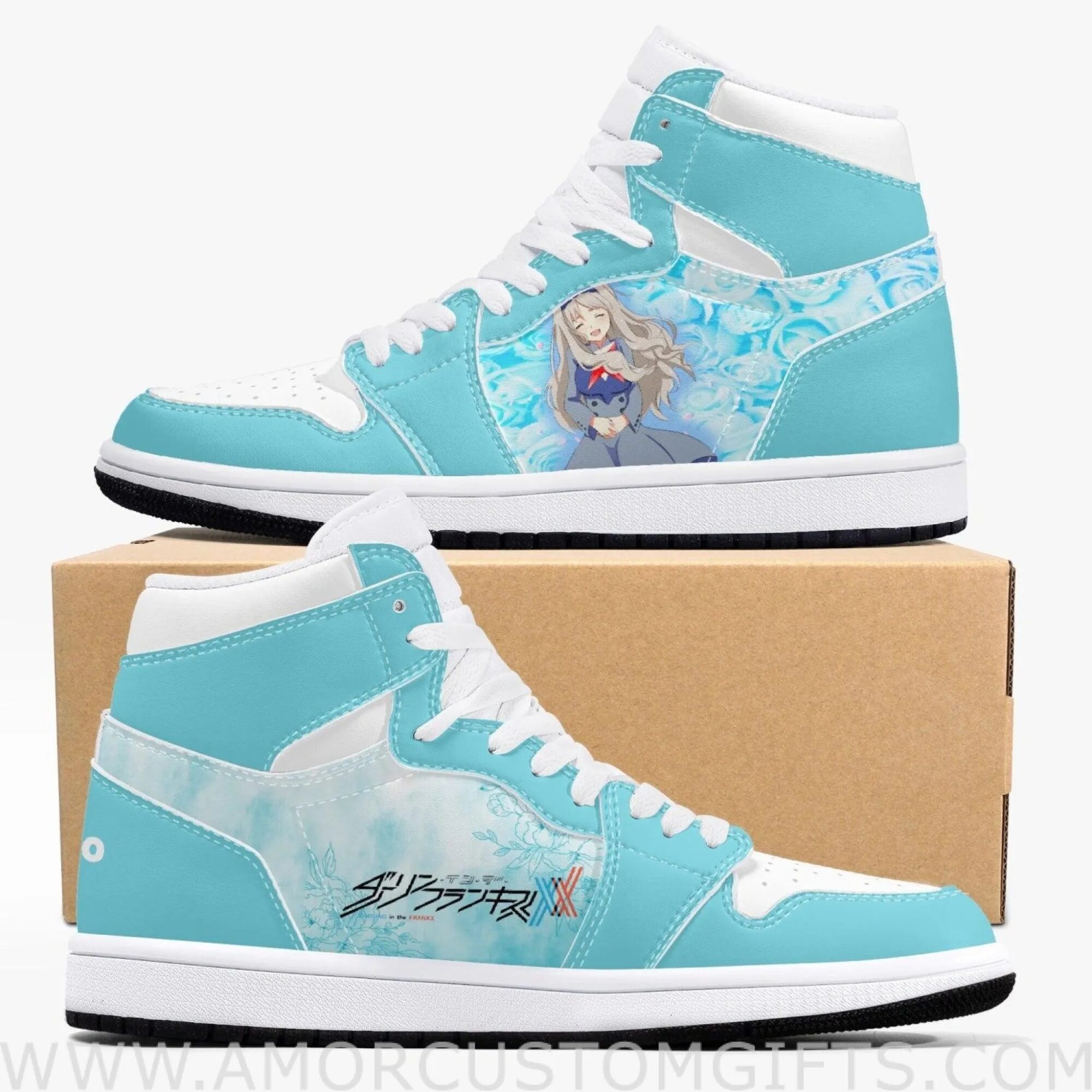 Custom Darling in The Franxx Kokoro JD1 Anime Sneakers Mid 1 Basketball Shoes