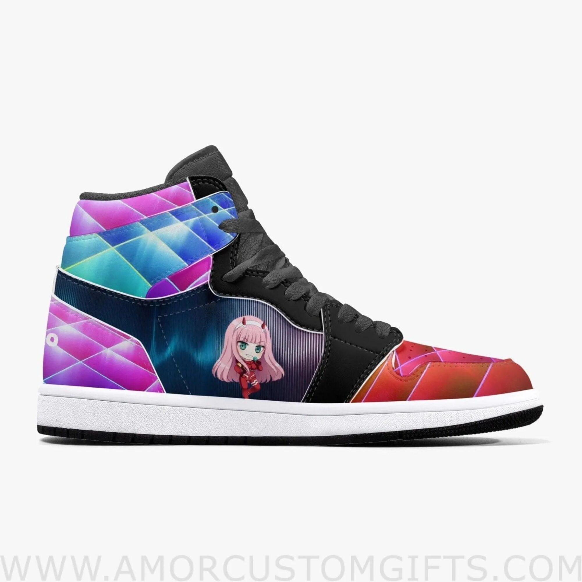 Custom Darling in The Franxx Zero Two JD1 Anime Sneakers Mid 1 Basketball Shoes