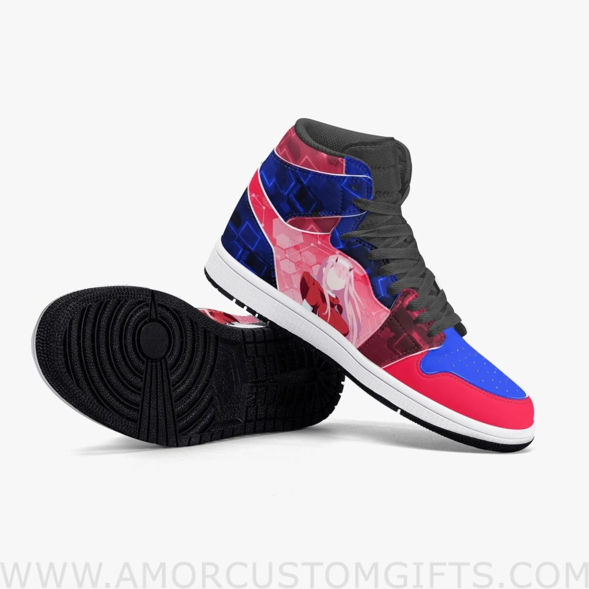 Custom Darling in The Franxx ZeroTwo JD1 Anime Sneakers Mid 1 Basketball Shoes