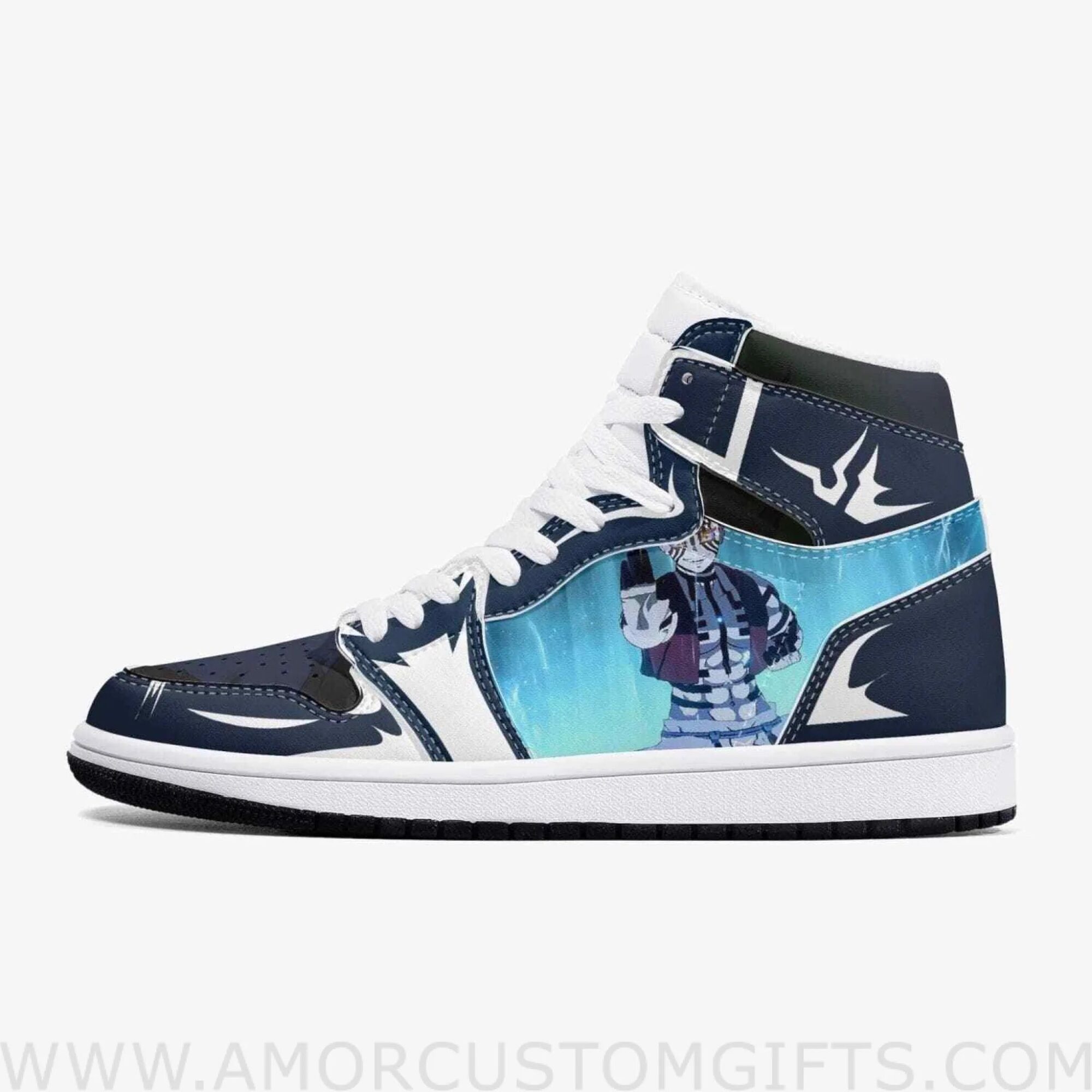 Custom Demon Slayer Akaza JD1 Anime Sneakers Mid 1 Basketball Shoes