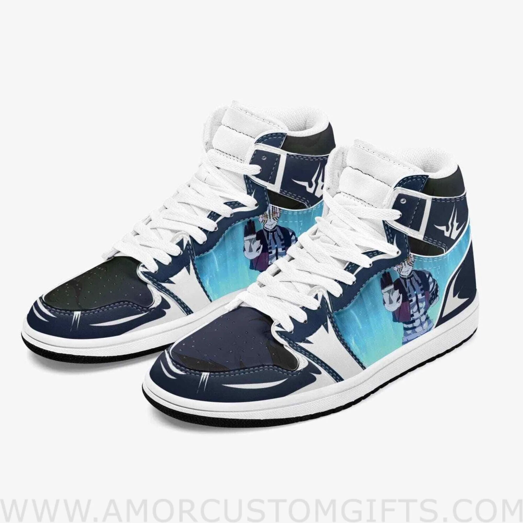 Custom Demon Slayer Akaza JD1 Anime Sneakers Mid 1 Basketball Shoes