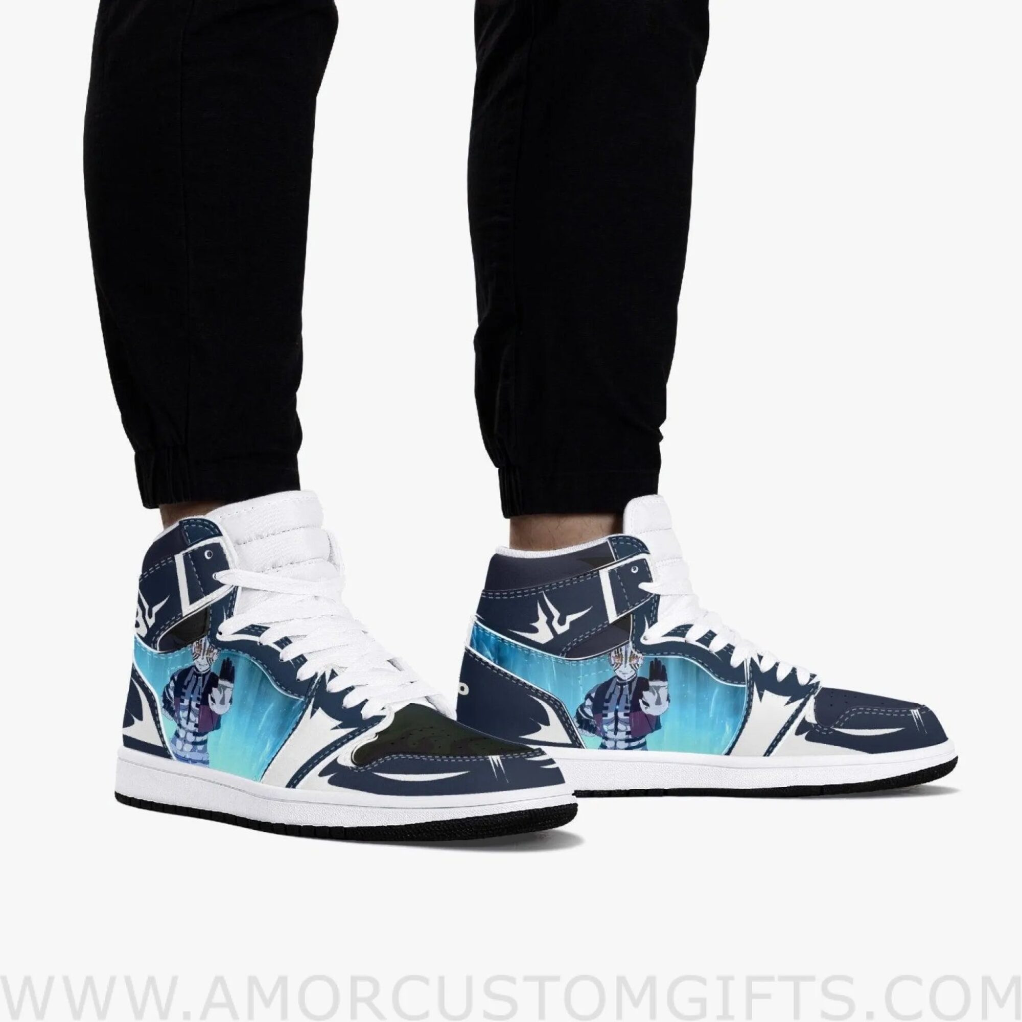 Custom Demon Slayer Akaza JD1 Anime Sneakers Mid 1 Basketball Shoes